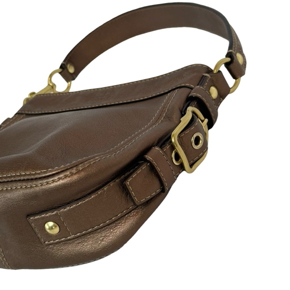 Coach Leather Bag Metallic Bronze Color Shoulder Handbag Mini 9x6 G0882-41864 - Picture 6 of 10